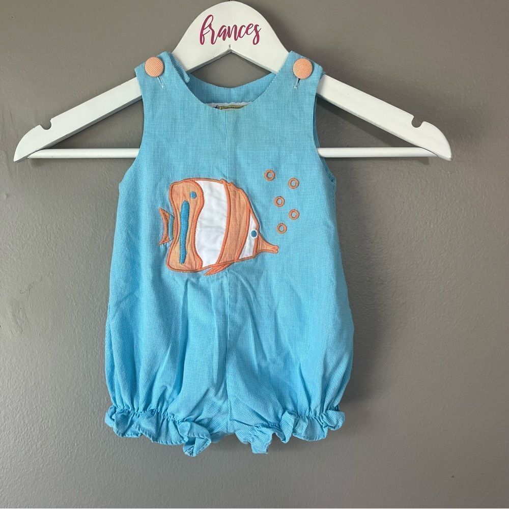 Castles and crowns baby 6 months outfit blue fish bubble beach vacation